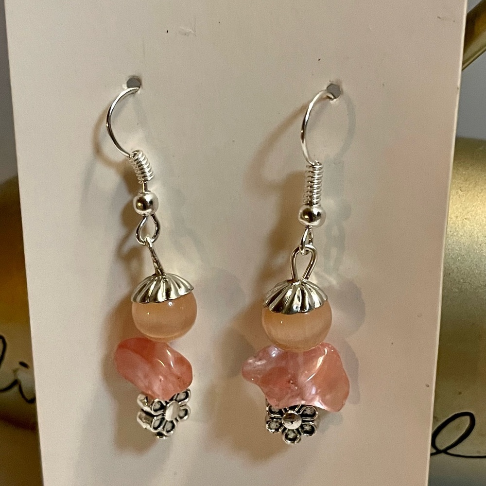 Pink Silver Flower Earring’s